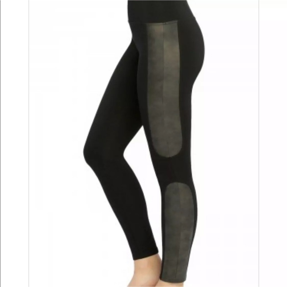Spanx Faux Leather Panel Ponte Leggings Medium